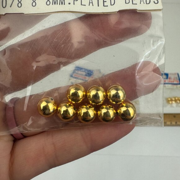 5 Packs Vtg Westrim Crafts 8mm Plated Gold Colored Beads Made in USA Prop READ - Picture 7 of 8
